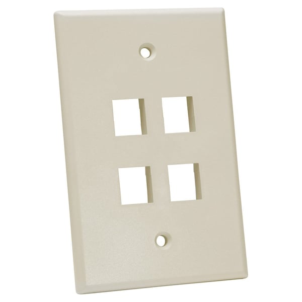 Quest Technology International Oversized Keystone Wall Plate, Single-Gang - 4 Ports, Almond NFP-5049 - main